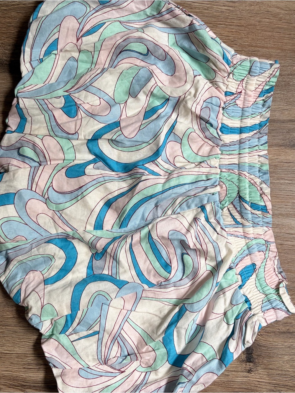 Celandine by Anthropologie Bubble Bloomer Summer Shorts - Pastel Swirl Pattern - Picture 7 of 8